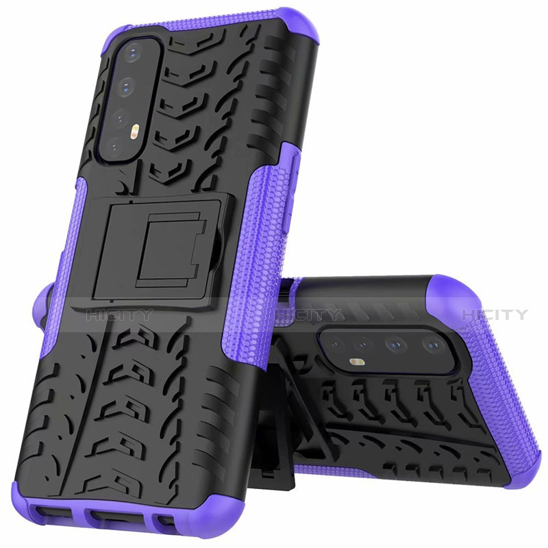 Coque Contour Silicone et Plastique Housse Etui Mat avec Support A01 pour Realme 7 Violet Plus