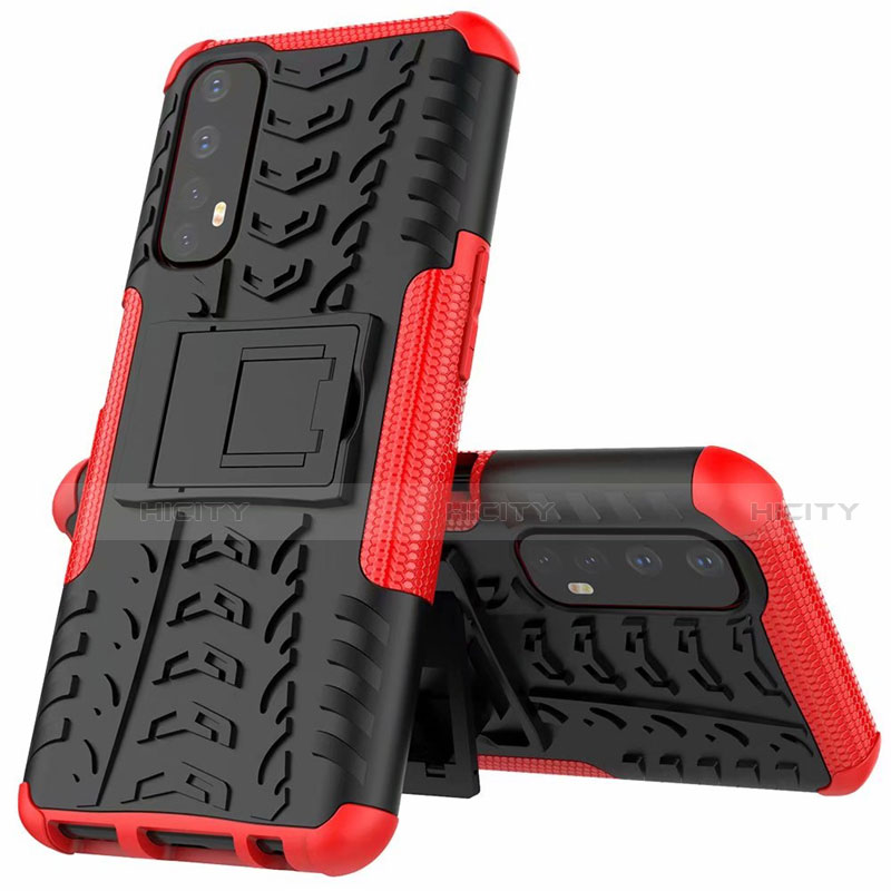 Coque Contour Silicone et Plastique Housse Etui Mat avec Support A01 pour Realme Narzo 20 Pro Rouge Plus