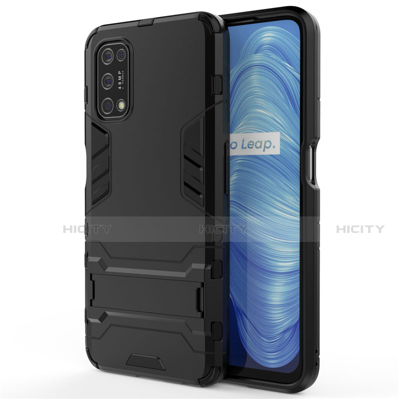 Coque Contour Silicone et Plastique Housse Etui Mat avec Support A01 pour Realme Narzo 30 Pro 5G Noir Plus