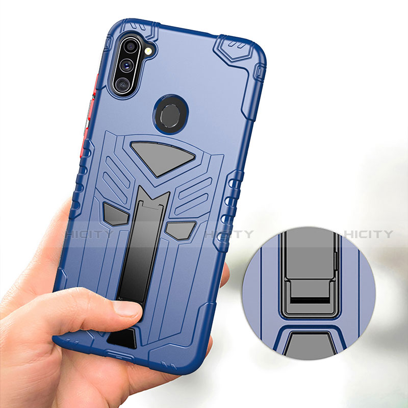 Coque Contour Silicone et Plastique Housse Etui Mat avec Support A01 pour Samsung Galaxy A11 Plus