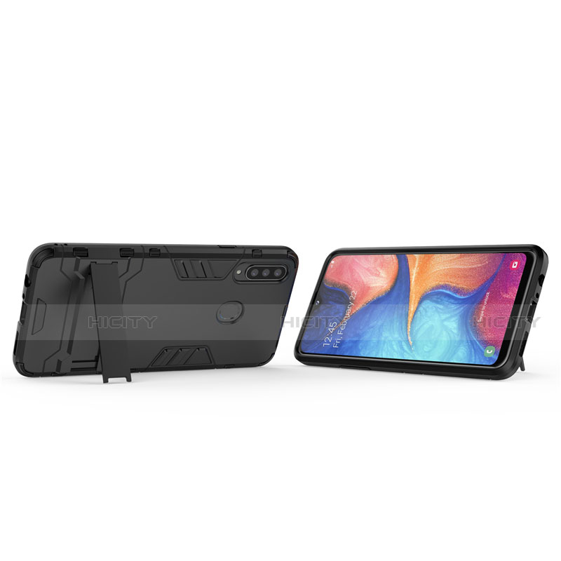 Coque Contour Silicone et Plastique Housse Etui Mat avec Support A01 pour Samsung Galaxy A20s Plus