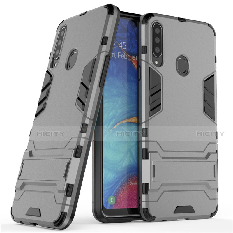 Coque Contour Silicone et Plastique Housse Etui Mat avec Support A01 pour Samsung Galaxy A20s Plus