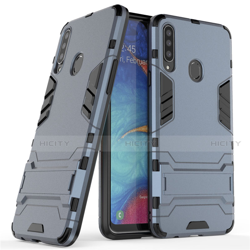 Coque Contour Silicone et Plastique Housse Etui Mat avec Support A01 pour Samsung Galaxy A20s Plus