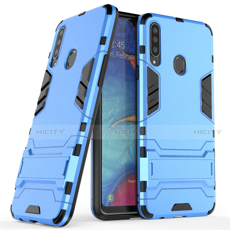 Coque Contour Silicone et Plastique Housse Etui Mat avec Support A01 pour Samsung Galaxy A20s Plus