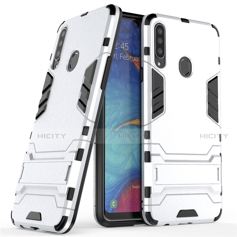 Coque Contour Silicone et Plastique Housse Etui Mat avec Support A01 pour Samsung Galaxy A20s Plus