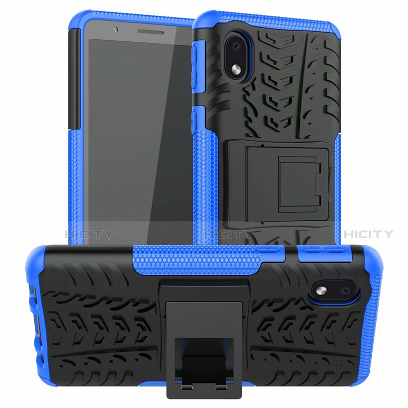 Coque Contour Silicone et Plastique Housse Etui Mat avec Support A01 pour Samsung Galaxy M01 Core Plus