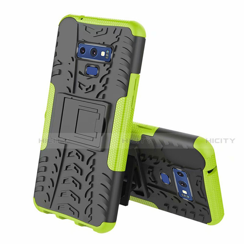 Coque Contour Silicone et Plastique Housse Etui Mat avec Support A01 pour Samsung Galaxy Note 9 Vert Plus