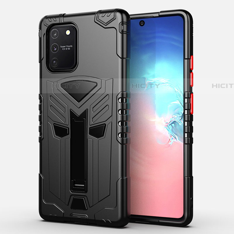 Coque Contour Silicone et Plastique Housse Etui Mat avec Support A01 pour Samsung Galaxy S10 Lite Noir Plus