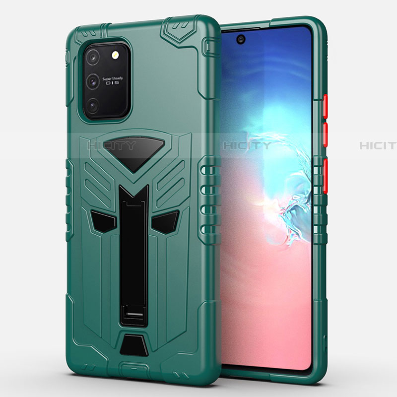 Coque Contour Silicone et Plastique Housse Etui Mat avec Support A01 pour Samsung Galaxy S10 Lite Vert Plus