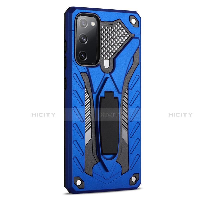 Coque Contour Silicone et Plastique Housse Etui Mat avec Support A01 pour Samsung Galaxy S20 Lite 5G Bleu Plus