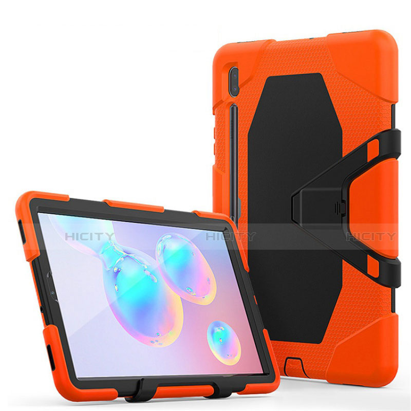 Coque Contour Silicone et Plastique Housse Etui Mat avec Support A01 pour Samsung Galaxy Tab S6 10.5 SM-T860 Orange Plus