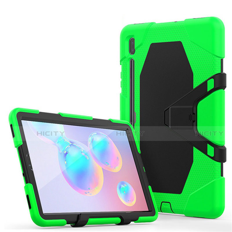 Coque Contour Silicone et Plastique Housse Etui Mat avec Support A01 pour Samsung Galaxy Tab S6 10.5 SM-T860 Vert Plus