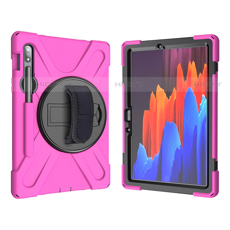 Coque Contour Silicone et Plastique Housse Etui Mat avec Support A01 pour Samsung Galaxy Tab S7 11 Wi-Fi SM-T870 Plus