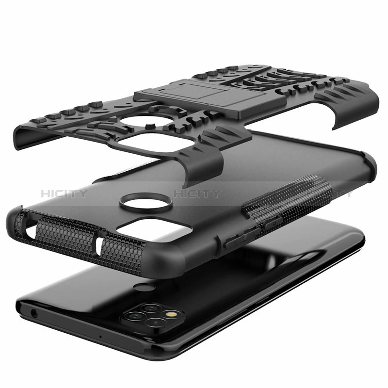 Coque Contour Silicone et Plastique Housse Etui Mat avec Support A01 pour Xiaomi POCO C3 Plus