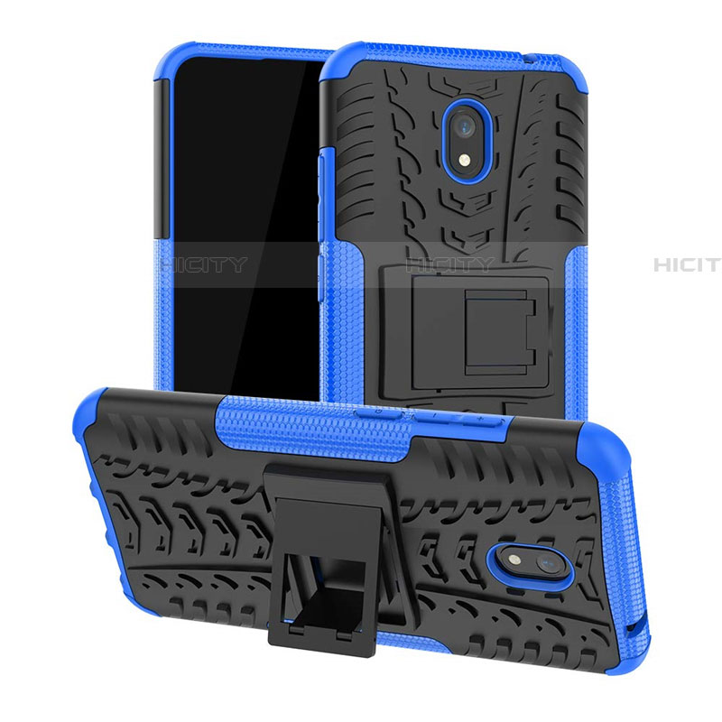 Coque Contour Silicone et Plastique Housse Etui Mat avec Support A01 pour Xiaomi Redmi 8A Bleu Plus