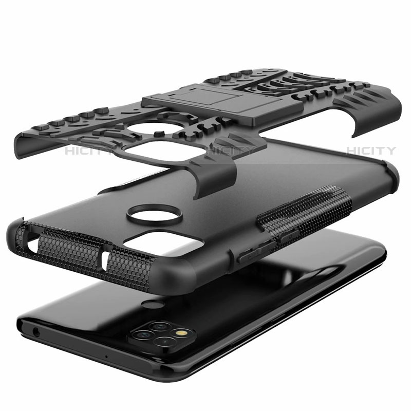 Coque Contour Silicone et Plastique Housse Etui Mat avec Support A01 pour Xiaomi Redmi 9C Plus