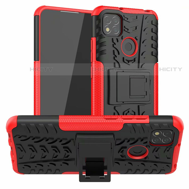 Coque Contour Silicone et Plastique Housse Etui Mat avec Support A01 pour Xiaomi Redmi 9C Plus