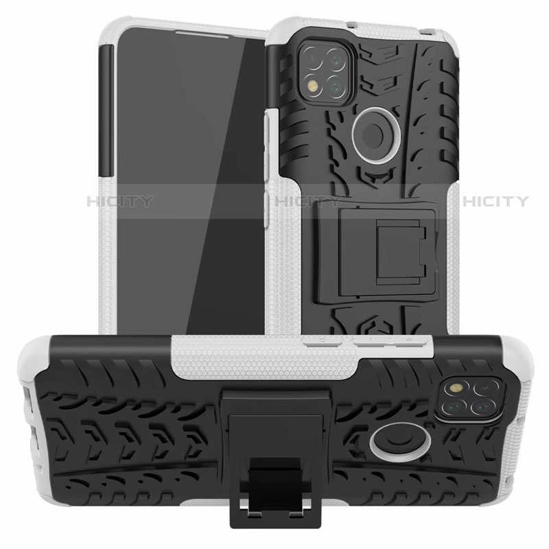 Coque Contour Silicone et Plastique Housse Etui Mat avec Support A01 pour Xiaomi Redmi 9C Plus