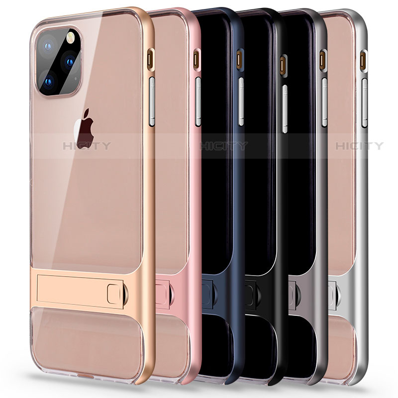 Coque Contour Silicone et Plastique Housse Etui Mat avec Support A02 pour Apple iPhone 11 Pro Max Plus