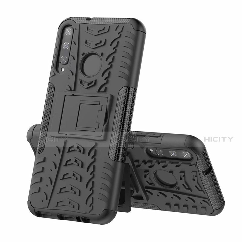 Coque Contour Silicone et Plastique Housse Etui Mat avec Support A02 pour Huawei Honor 9C Noir Plus