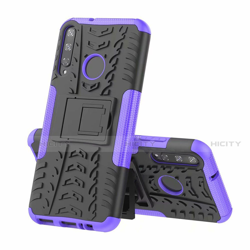 Coque Contour Silicone et Plastique Housse Etui Mat avec Support A02 pour Huawei Honor 9C Violet Plus