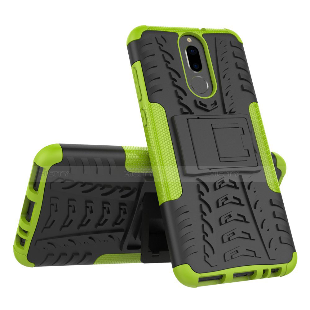 Coque Contour Silicone et Plastique Housse Etui Mat avec Support A02 pour Huawei Mate 10 Lite Vert Plus