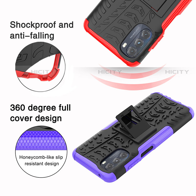 Coque Contour Silicone et Plastique Housse Etui Mat avec Support A02 pour Motorola Moto G 5G (2022) Plus