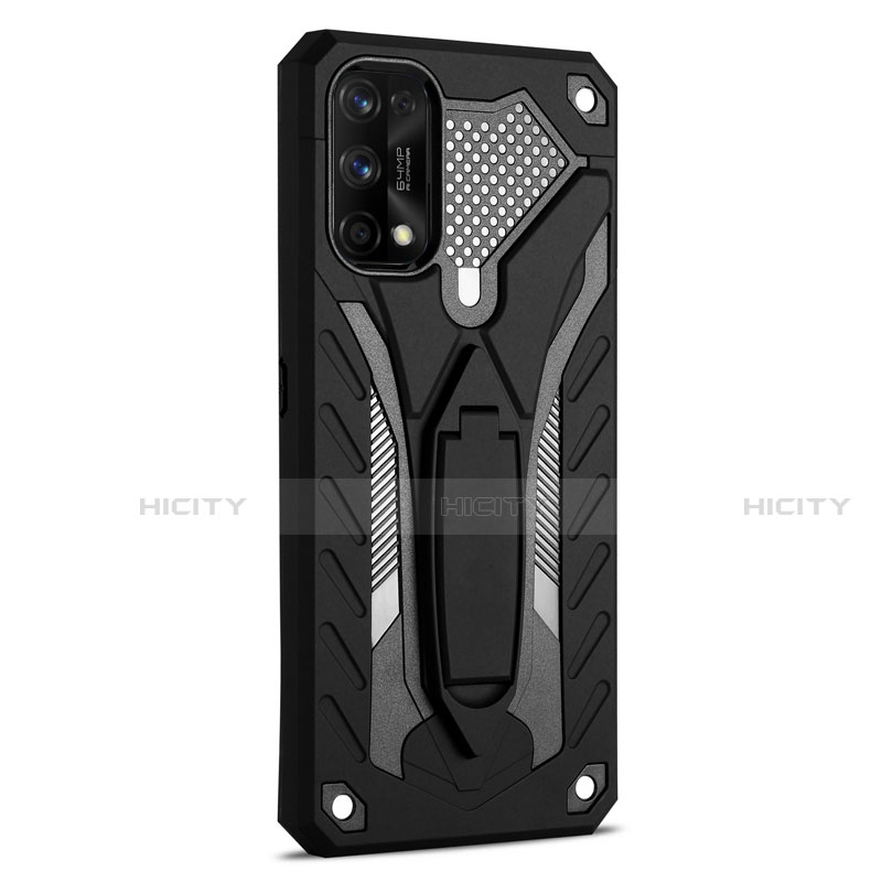 Coque Contour Silicone et Plastique Housse Etui Mat avec Support A02 pour Realme 7 Pro Noir Plus