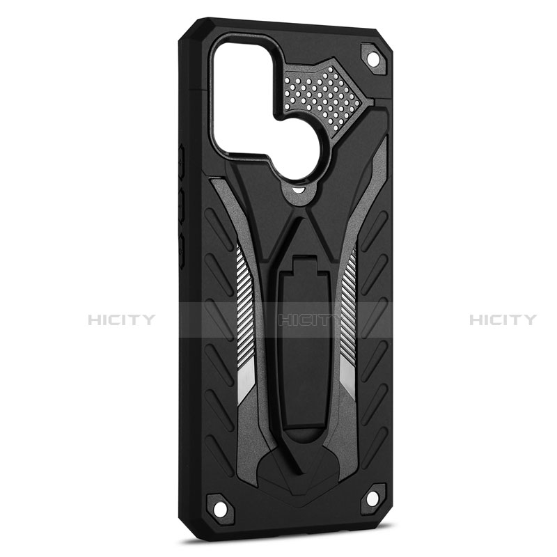 Coque Contour Silicone et Plastique Housse Etui Mat avec Support A02 pour Realme 7i Noir Plus