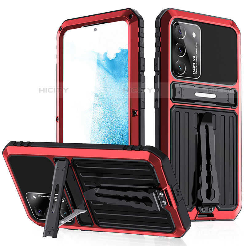 Coque Contour Silicone et Plastique Housse Etui Mat avec Support A02 pour Samsung Galaxy S21 Plus 5G Rouge Plus