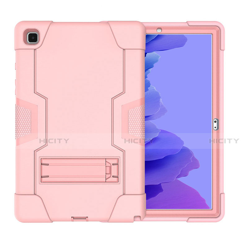 Coque Contour Silicone et Plastique Housse Etui Mat avec Support A02 pour Samsung Galaxy Tab A7 Wi-Fi 10.4 SM-T500 Rose Plus