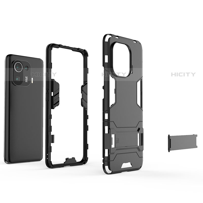 Coque Contour Silicone et Plastique Housse Etui Mat avec Support A02 pour Xiaomi Mi 11 Pro 5G Plus