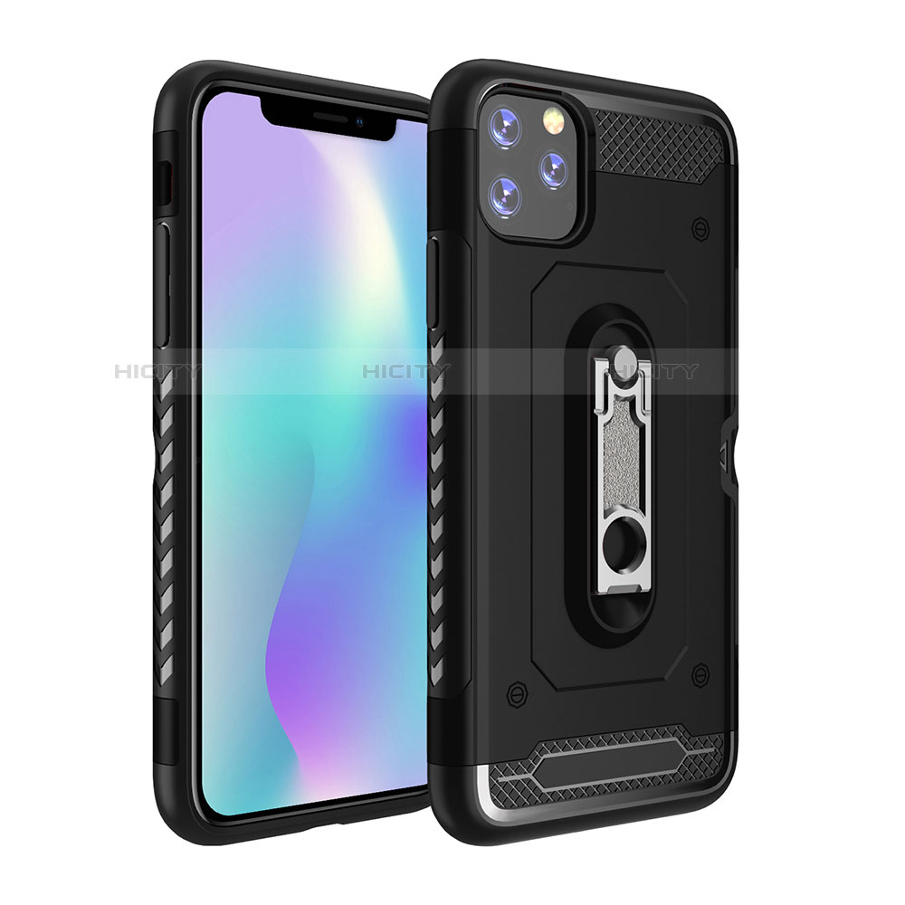 Coque Contour Silicone et Plastique Housse Etui Mat avec Support A03 pour Apple iPhone 11 Pro Plus