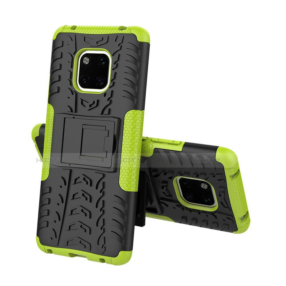 Coque Contour Silicone et Plastique Housse Etui Mat avec Support A03 pour Huawei Mate 20 Pro Vert Plus