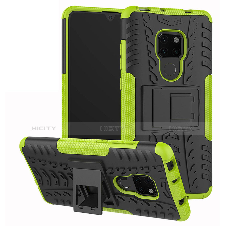 Coque Contour Silicone et Plastique Housse Etui Mat avec Support A03 pour Huawei Mate 20 Vert Plus