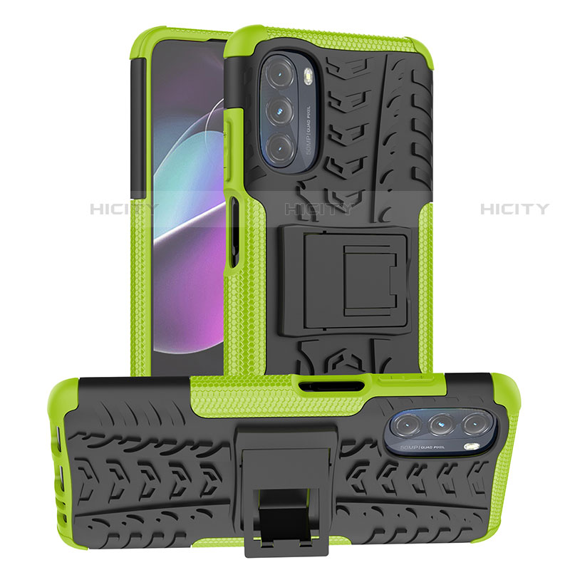 Coque Contour Silicone et Plastique Housse Etui Mat avec Support A03 pour Motorola Moto G 5G (2022) Plus