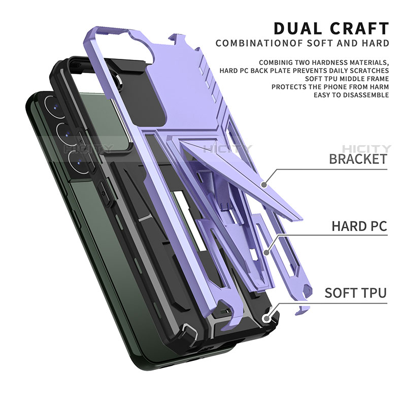 Coque Contour Silicone et Plastique Housse Etui Mat avec Support A03 pour Samsung Galaxy S21 Plus 5G Plus