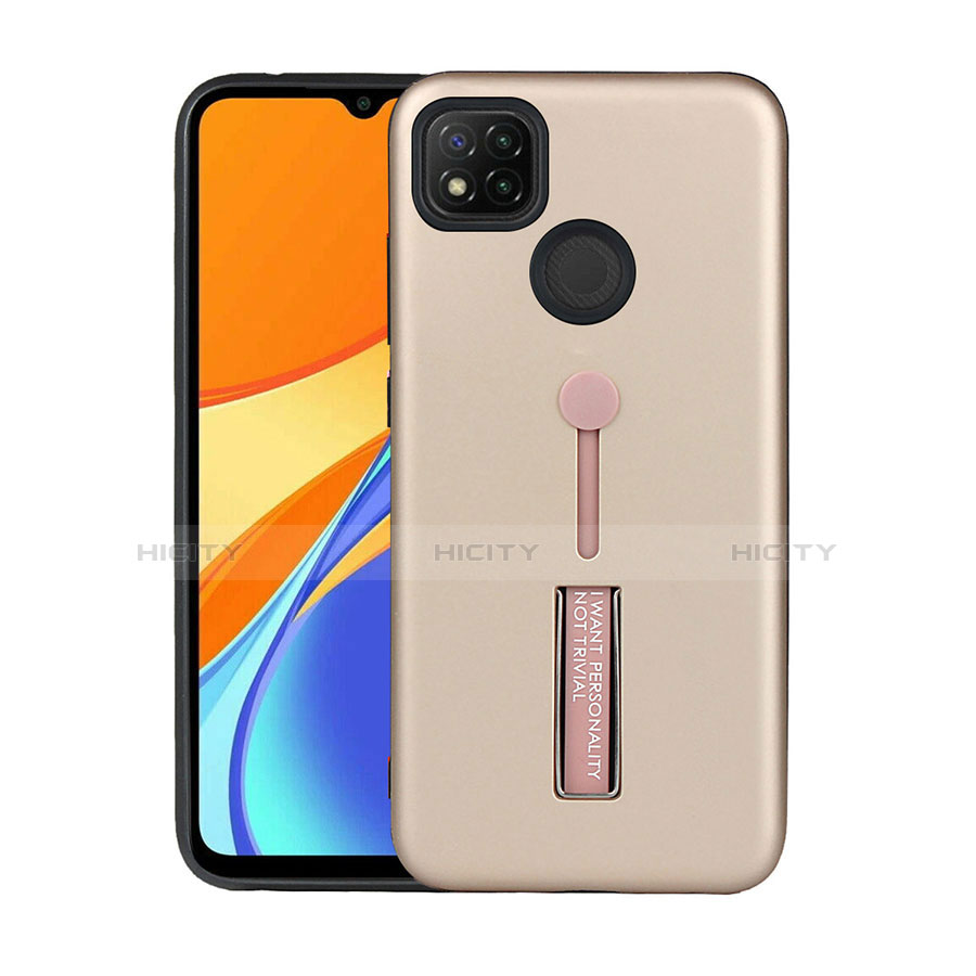 Coque Contour Silicone et Plastique Housse Etui Mat avec Support A03 pour Xiaomi Redmi 9 India Or Plus