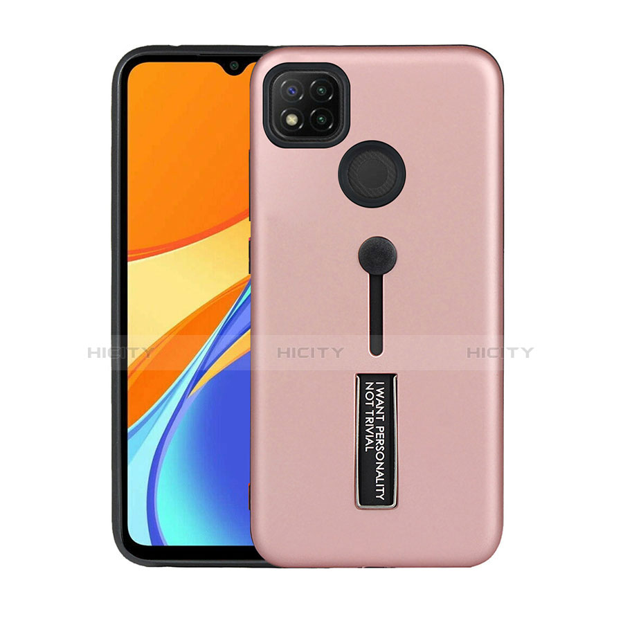 Coque Contour Silicone et Plastique Housse Etui Mat avec Support A03 pour Xiaomi Redmi 9 India Plus