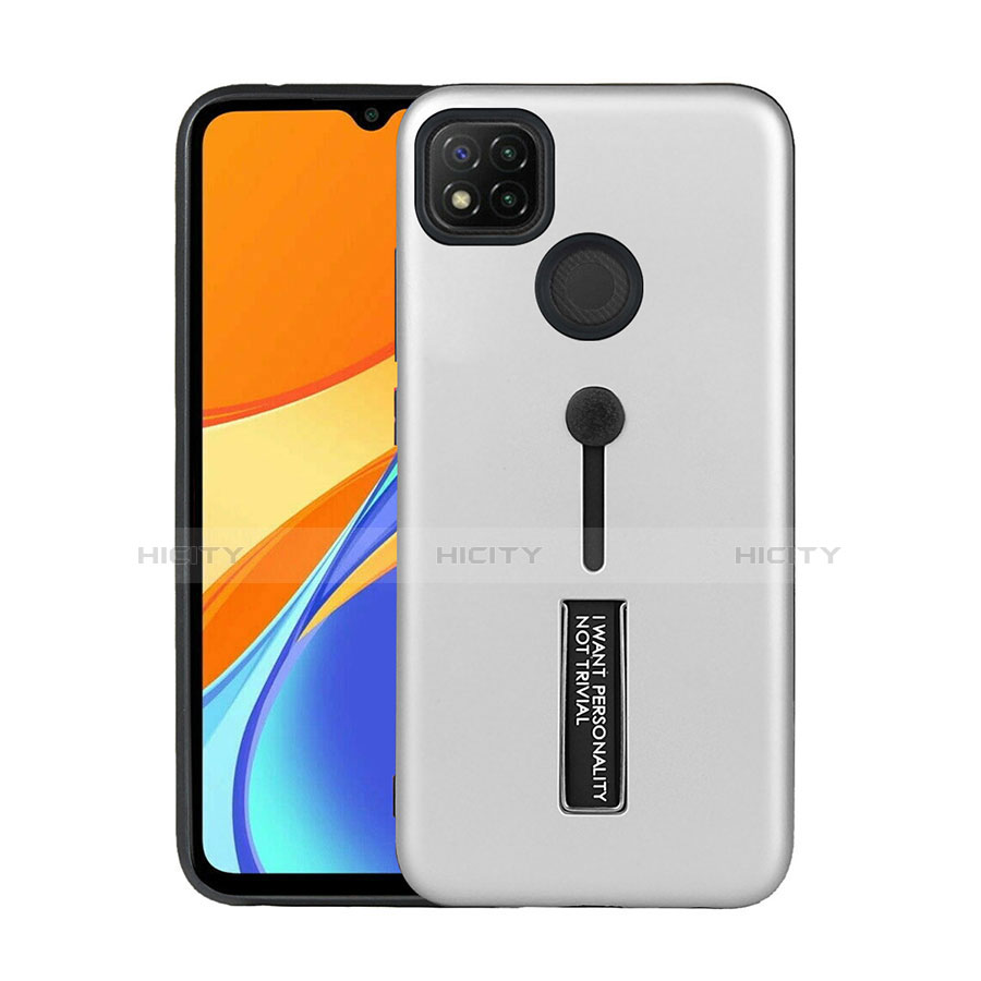 Coque Contour Silicone et Plastique Housse Etui Mat avec Support A03 pour Xiaomi Redmi 9 India Plus