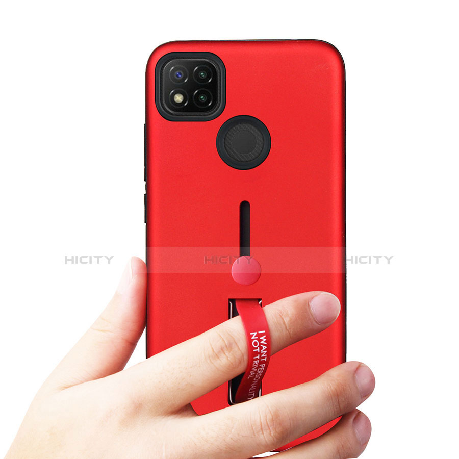 Coque Contour Silicone et Plastique Housse Etui Mat avec Support A03 pour Xiaomi Redmi 9C NFC Plus