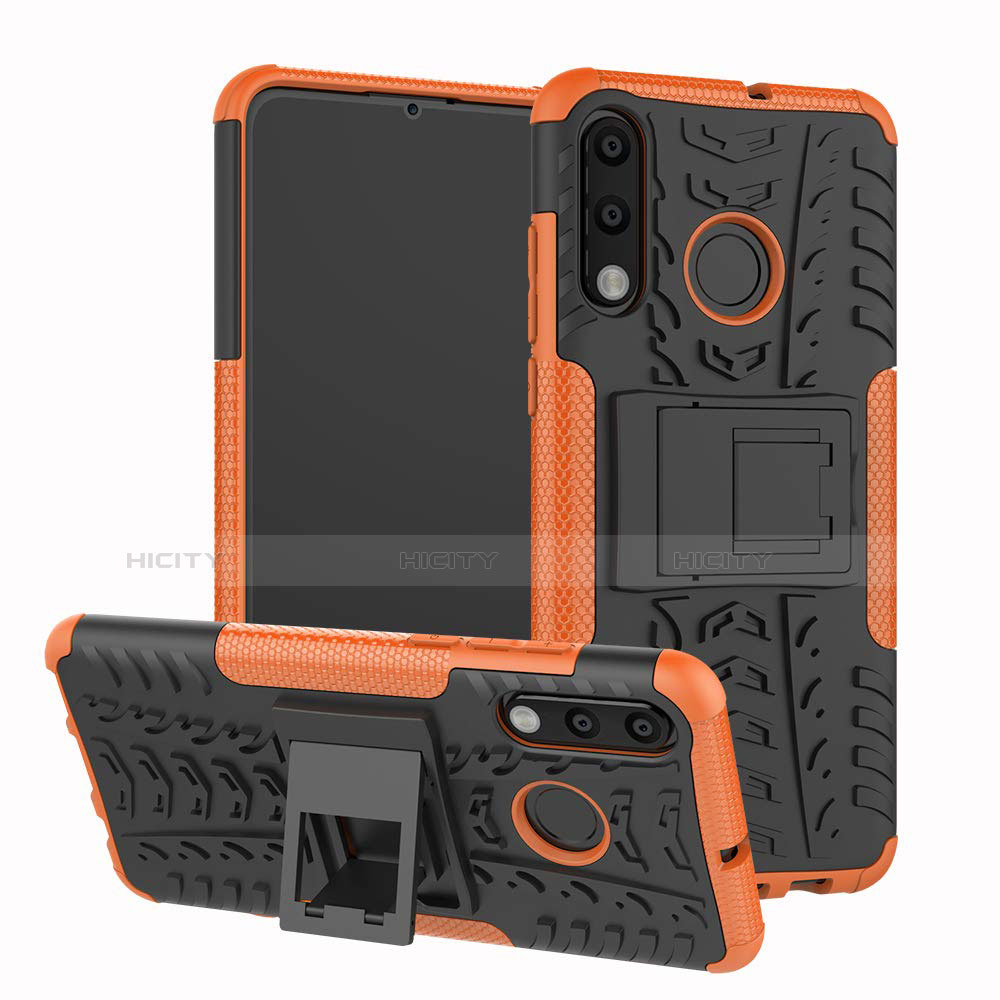 Coque Contour Silicone et Plastique Housse Etui Mat avec Support A04 pour Huawei Nova 4e Orange Plus