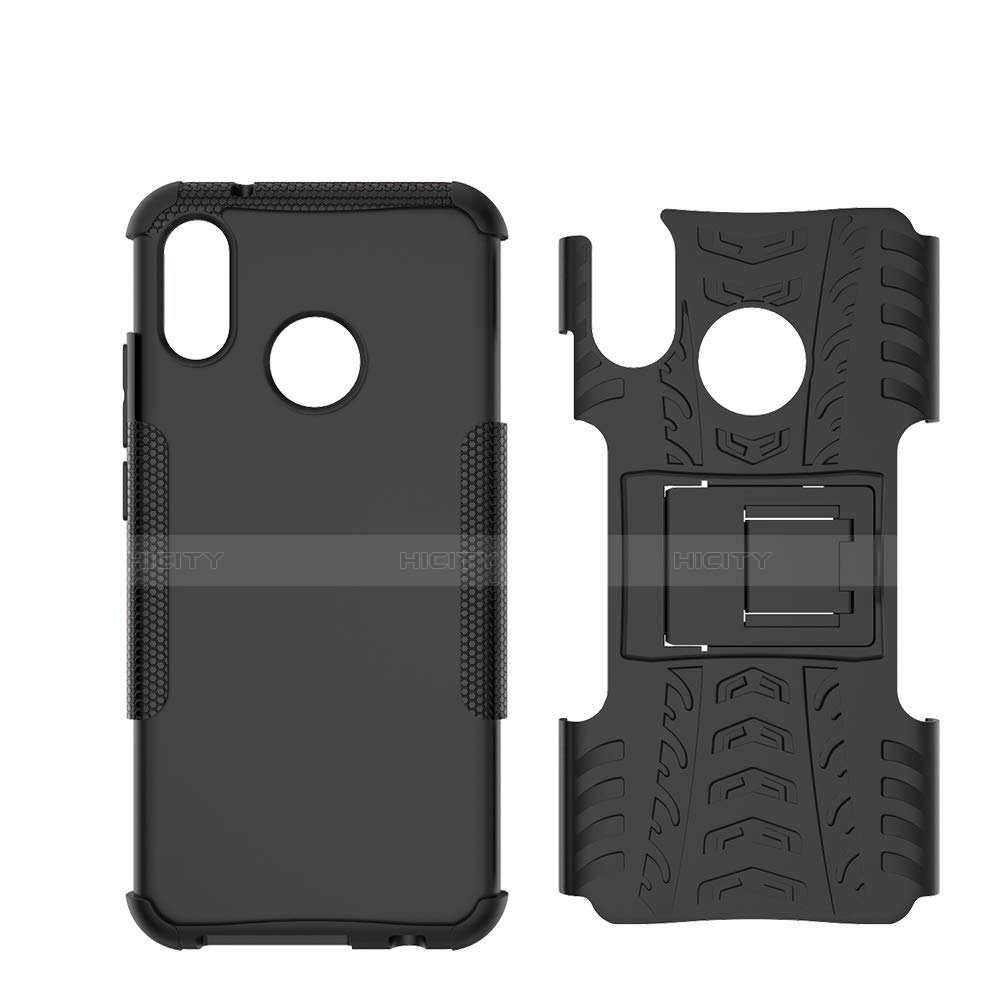 Coque Contour Silicone et Plastique Housse Etui Mat avec Support A04 pour Huawei P20 Lite Plus