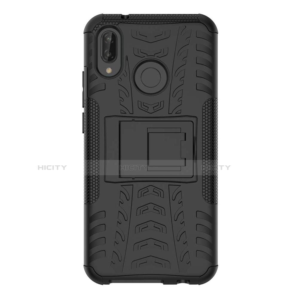 Coque Contour Silicone et Plastique Housse Etui Mat avec Support A04 pour Huawei P20 Lite Plus