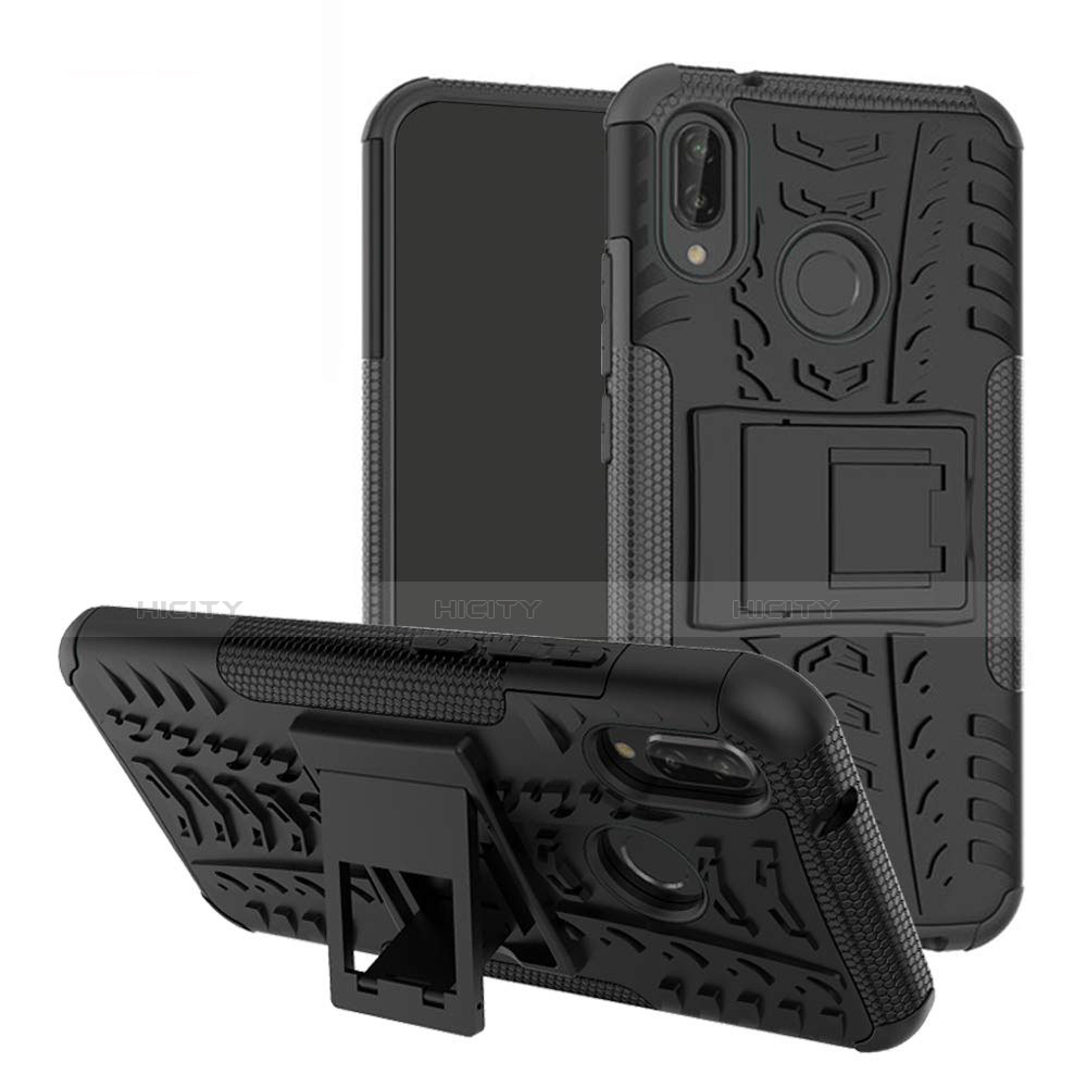 Coque Contour Silicone et Plastique Housse Etui Mat avec Support A04 pour Huawei P20 Lite Plus