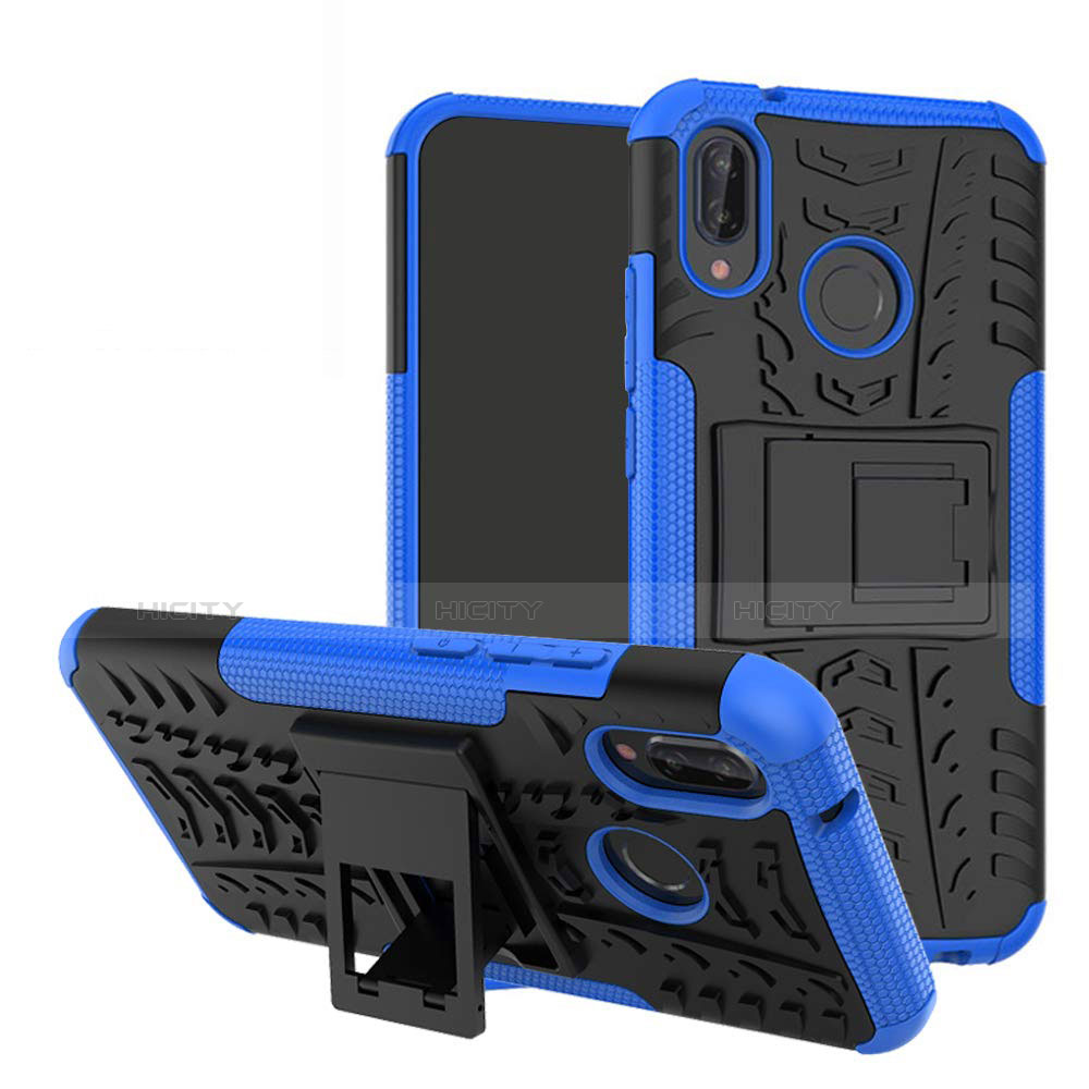 Coque Contour Silicone et Plastique Housse Etui Mat avec Support A04 pour Huawei P20 Lite Plus