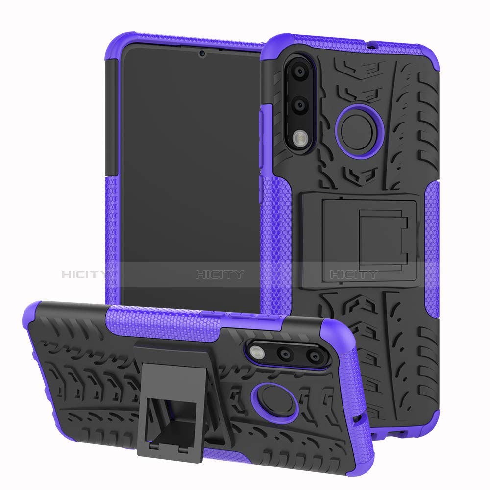 Coque Contour Silicone et Plastique Housse Etui Mat avec Support A04 pour Huawei P30 Lite Violet Plus