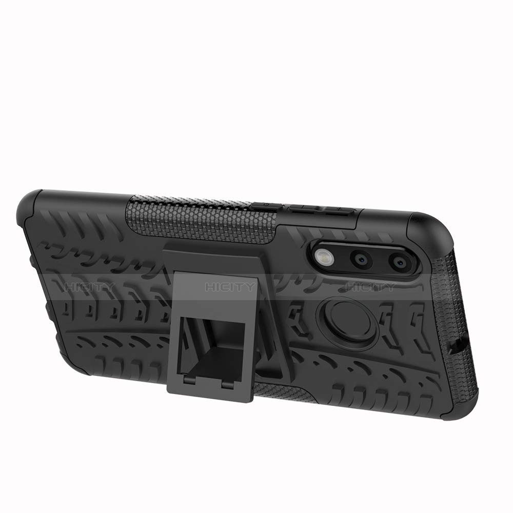 Coque Contour Silicone et Plastique Housse Etui Mat avec Support A04 pour Huawei P30 Lite XL Plus