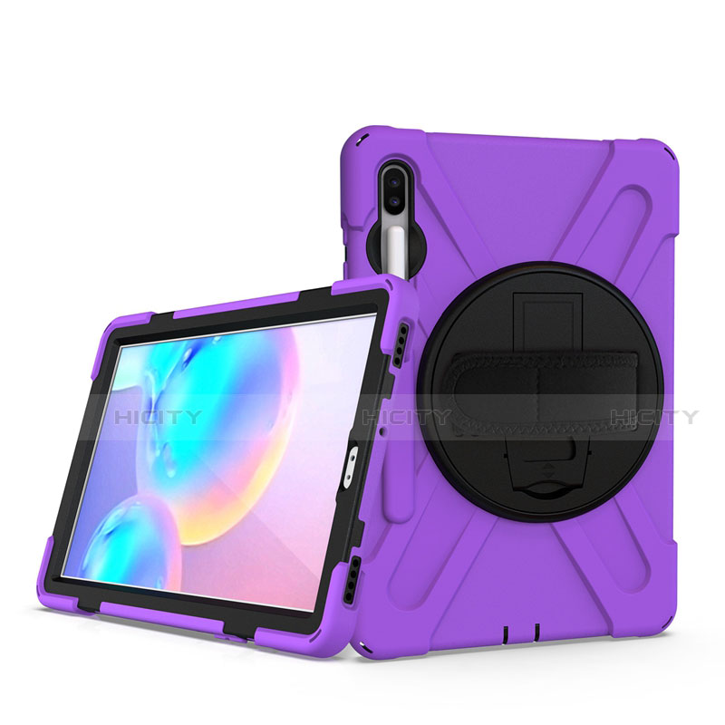 Coque Contour Silicone et Plastique Housse Etui Mat avec Support A04 pour Samsung Galaxy Tab S6 10.5 SM-T860 Violet Plus