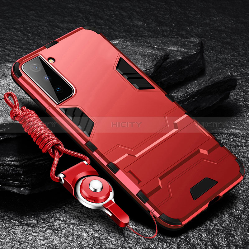 Coque Contour Silicone et Plastique Housse Etui Mat avec Support A05 pour Samsung Galaxy S25 Plus 5G Rouge Plus